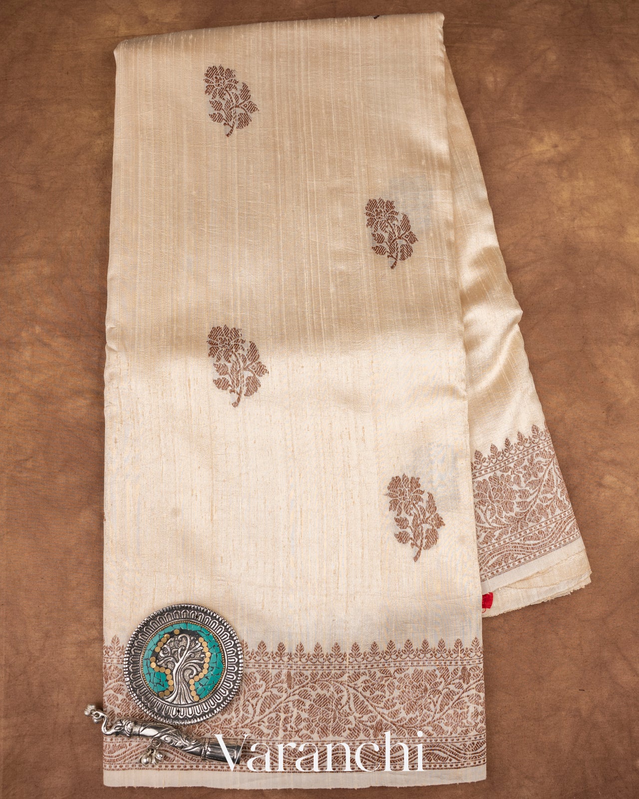 Off White Raw Silk Handloom Saree