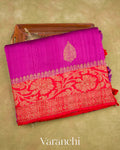 Magenta Pure Raw Silk Handloom Saree