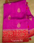 Magenta Pure Raw Silk Handloom Saree
