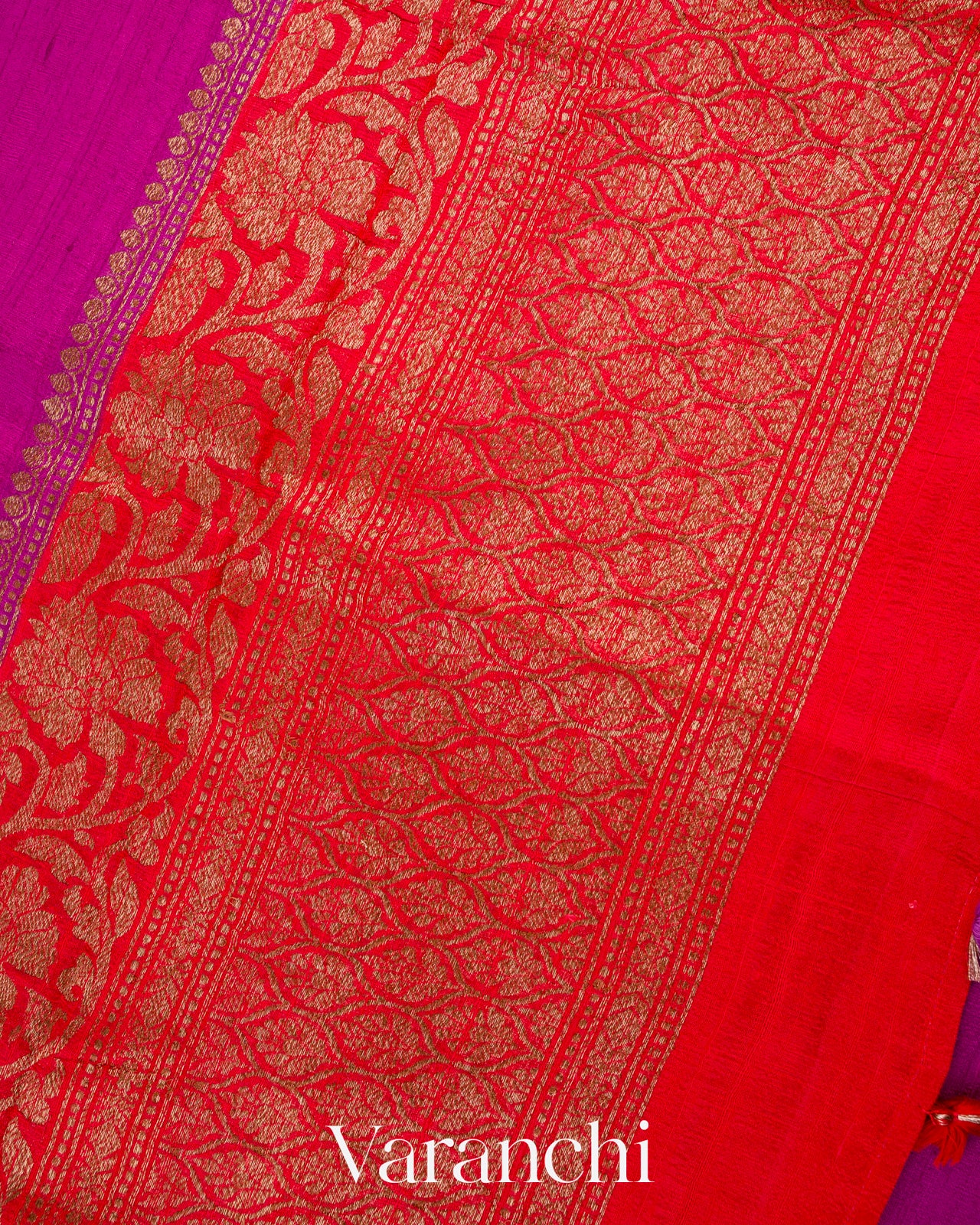 Magenta Pure Raw Silk Handloom Saree