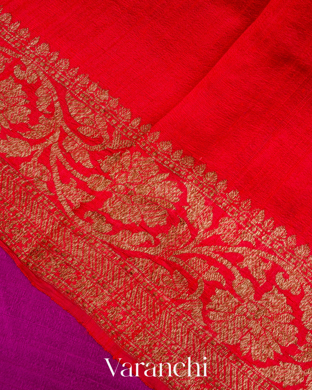 Magenta Pure Raw Silk Handloom Saree