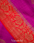 Magenta Pure Raw Silk Handloom Saree