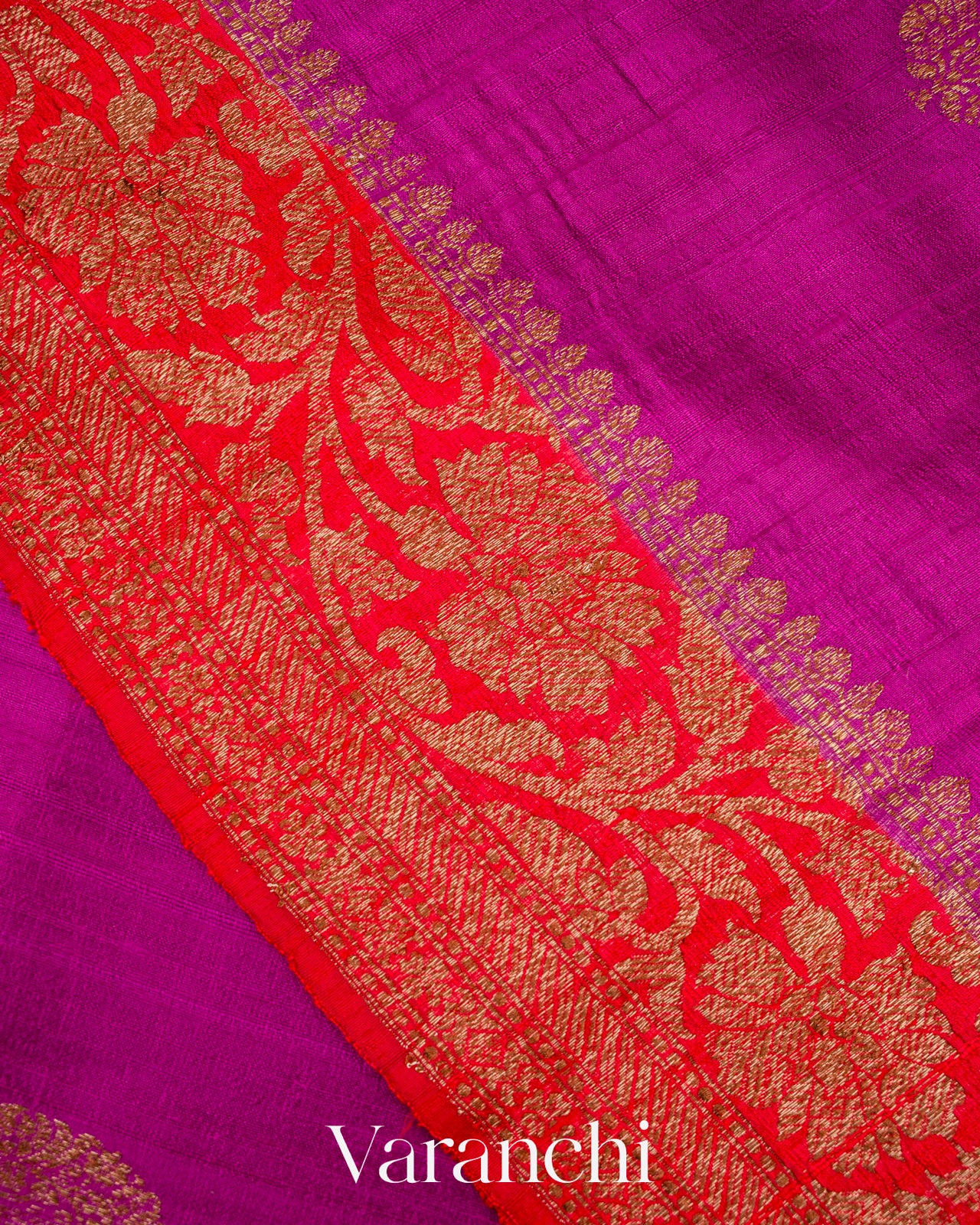 Magenta Pure Raw Silk Handloom Saree
