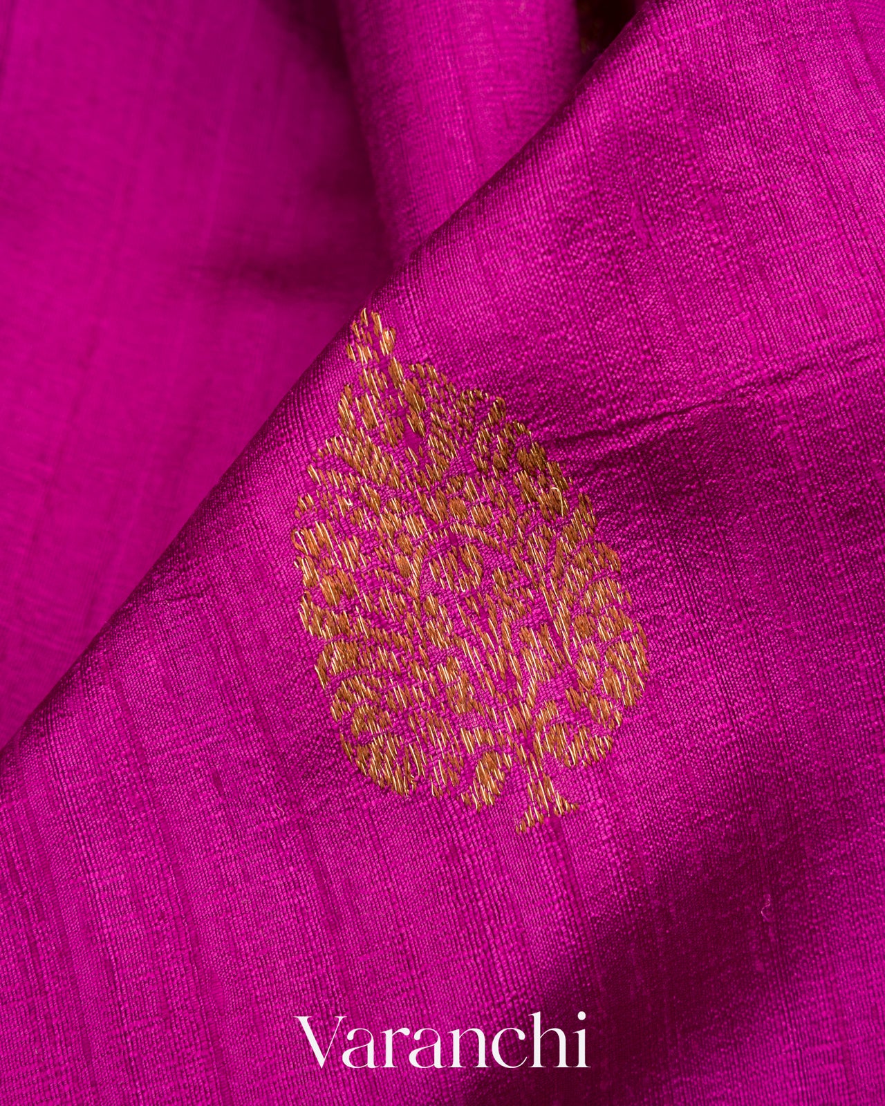 Magenta Pure Raw Silk Handloom Saree
