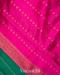 Bottle Green Raw Silk Handloom Borderless Saree