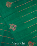 Bottle Green Raw Silk Handloom Borderless  Saree