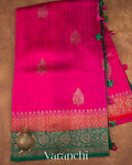 Hot Pink Pure Raw Silk Handloom Saree