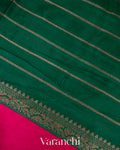 Hot Pink Pure Raw Silk Handloom Saree