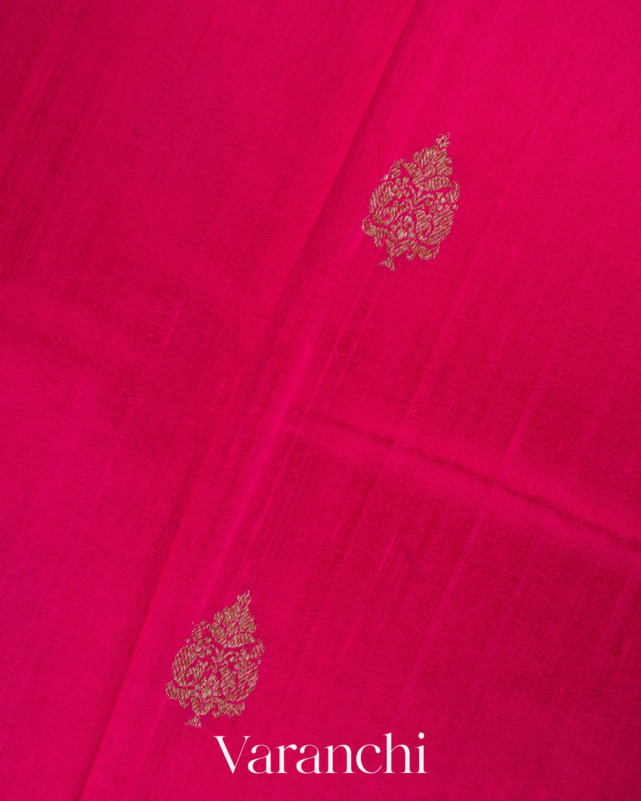 Hot Pink Pure Raw Silk Handloom Saree