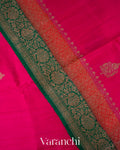 Hot Pink Pure Raw Silk Handloom Saree