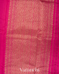 Rani Pink Raw Silk Handloom borderless Saree