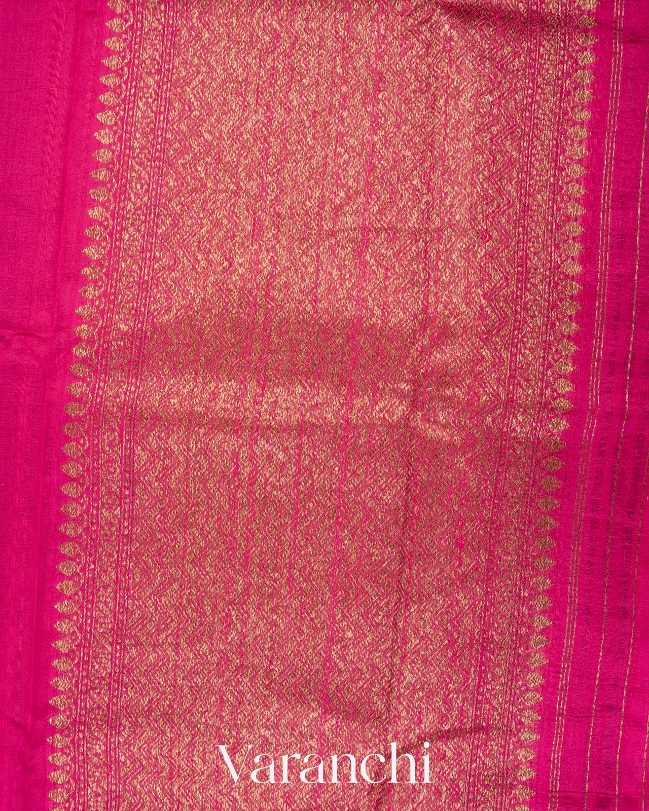 Rani Pink Raw Silk Handloom borderless Saree