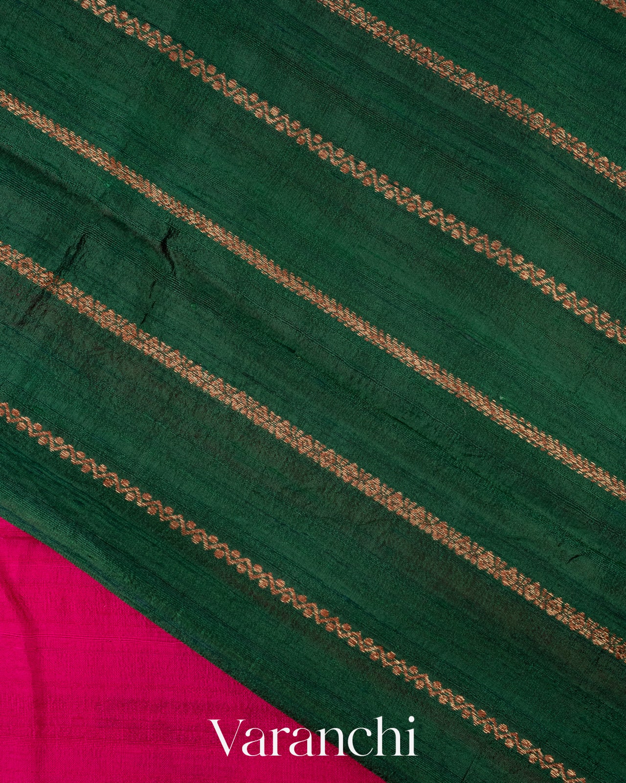 Rani Pink Raw Silk Handloom borderless Saree