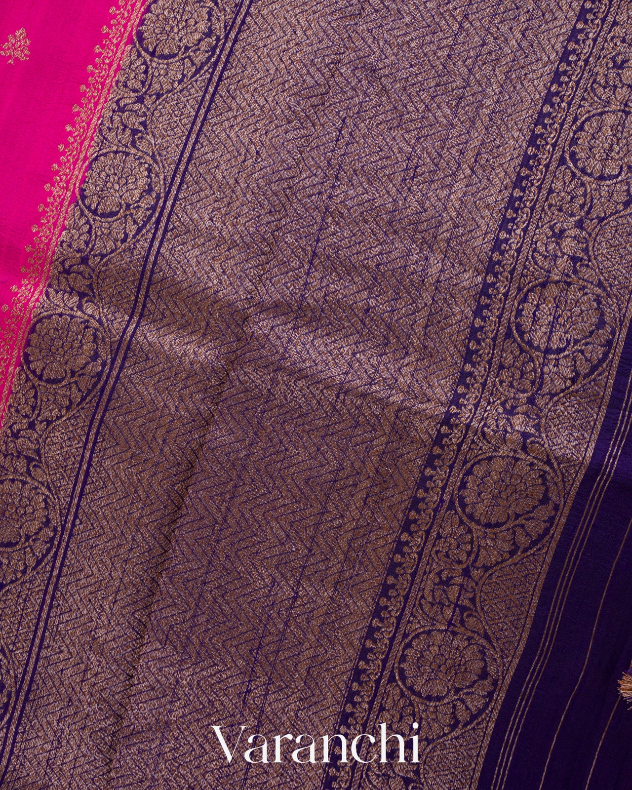 Rani Pink Pure Raw Silk Handloom Saree