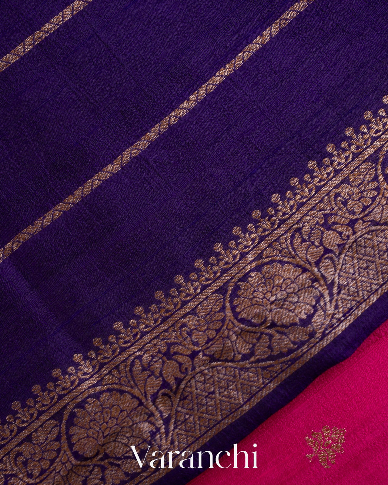 Rani Pink Pure Raw Silk Handloom Saree