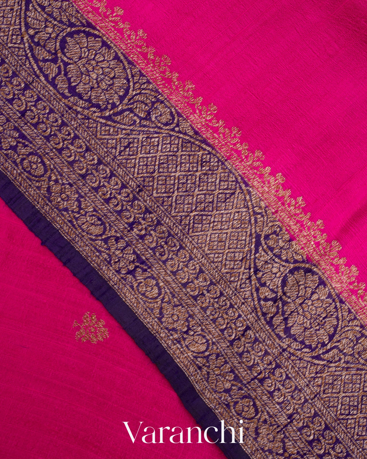 Rani Pink Pure Raw Silk Handloom Saree