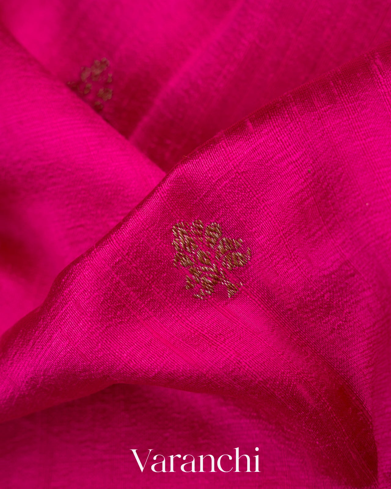 Rani Pink Pure Raw Silk Handloom Saree