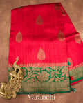 Red Pure Raw Silk Handloom Saree