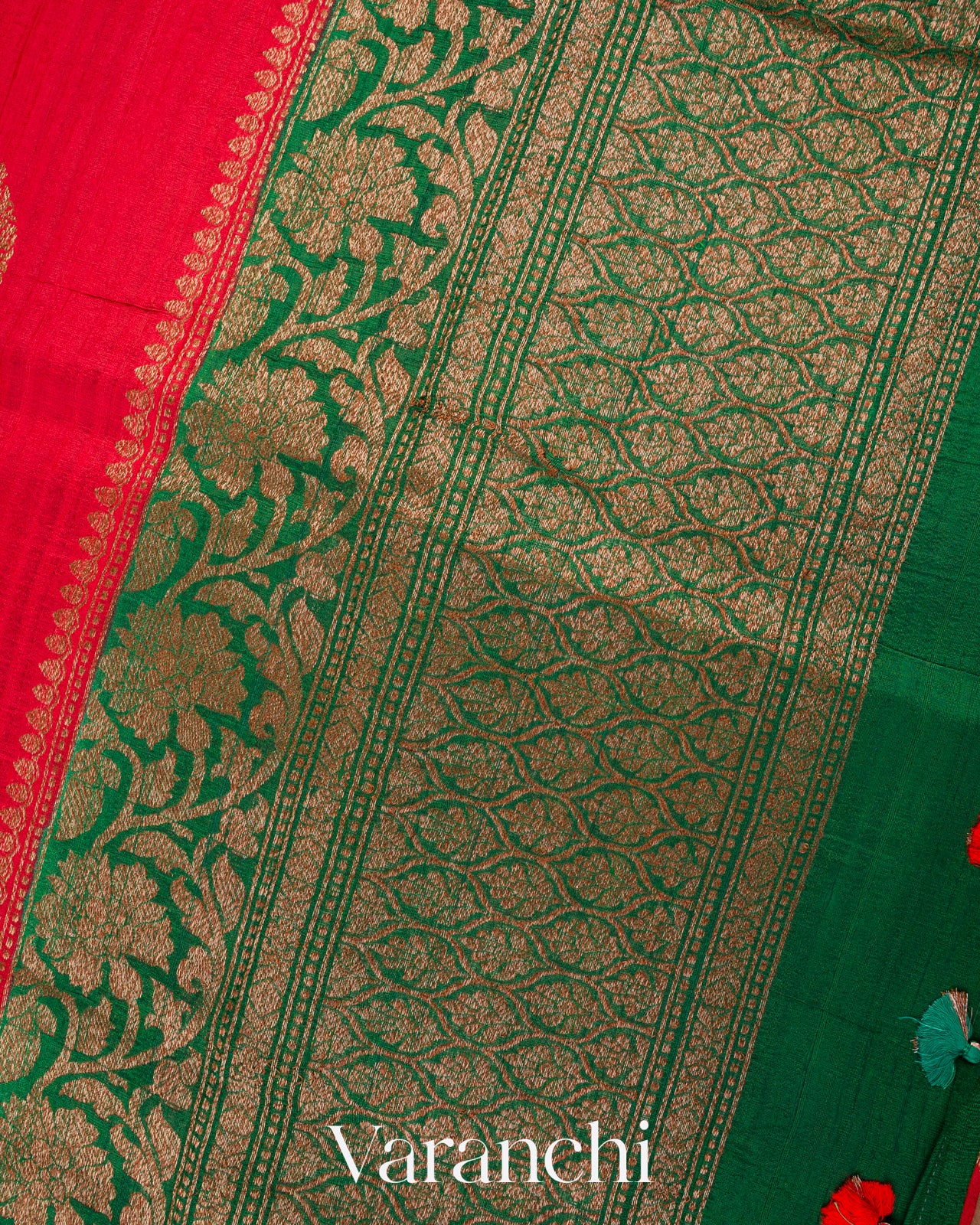 Red Pure Raw Silk Handloom Saree