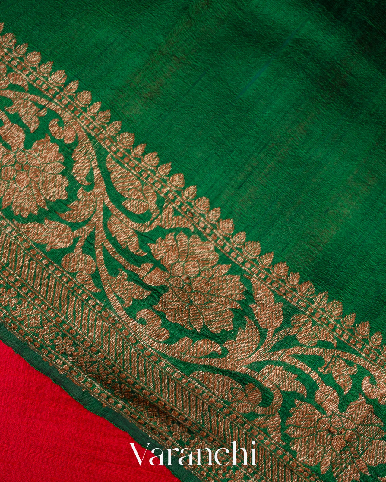 Red Pure Raw Silk Handloom Saree