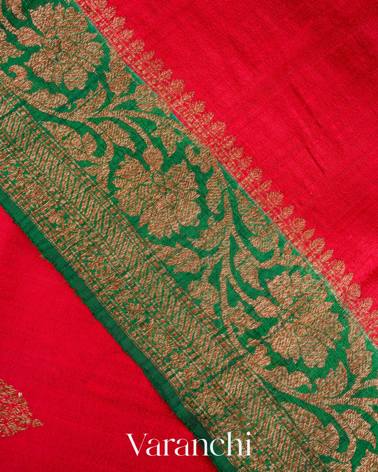 Red Pure Raw Silk Handloom Saree