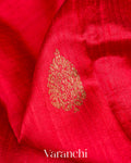Red Pure Raw Silk Handloom Saree