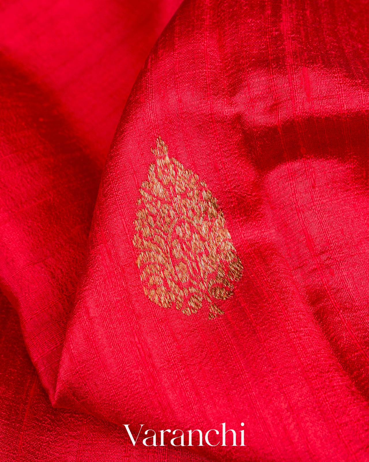 Red Pure Raw Silk Handloom Saree