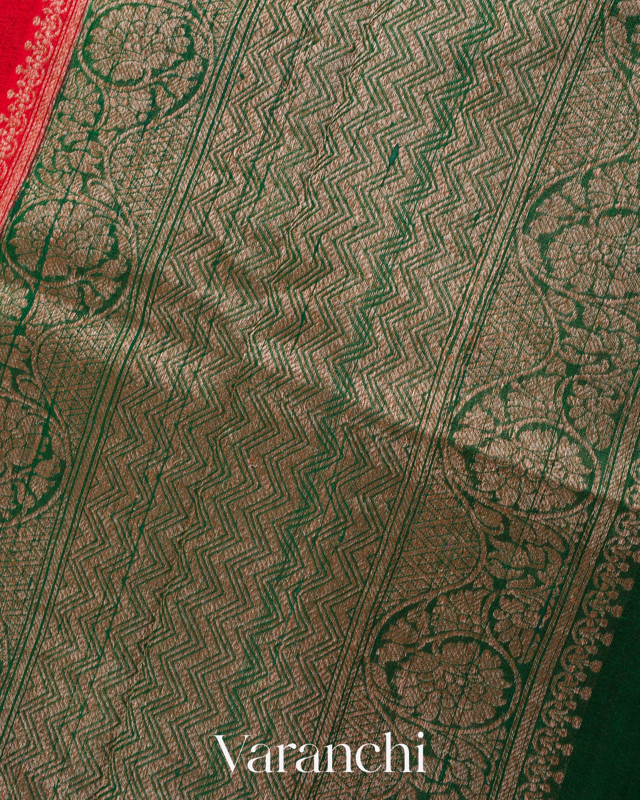 Bright Red Pure Raw Silk Handloom Saree