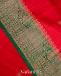Bright Red Pure Raw Silk Handloom Saree