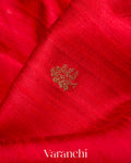 Bright Red Pure Raw Silk Handloom Saree