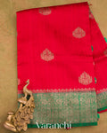 Bright Red Pure Raw Silk Handloom Saree