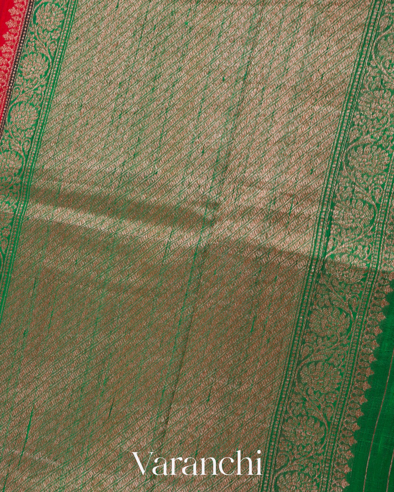 Bright Red Pure Raw Silk Handloom Saree