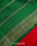 Bright Red Pure Raw Silk Handloom Saree