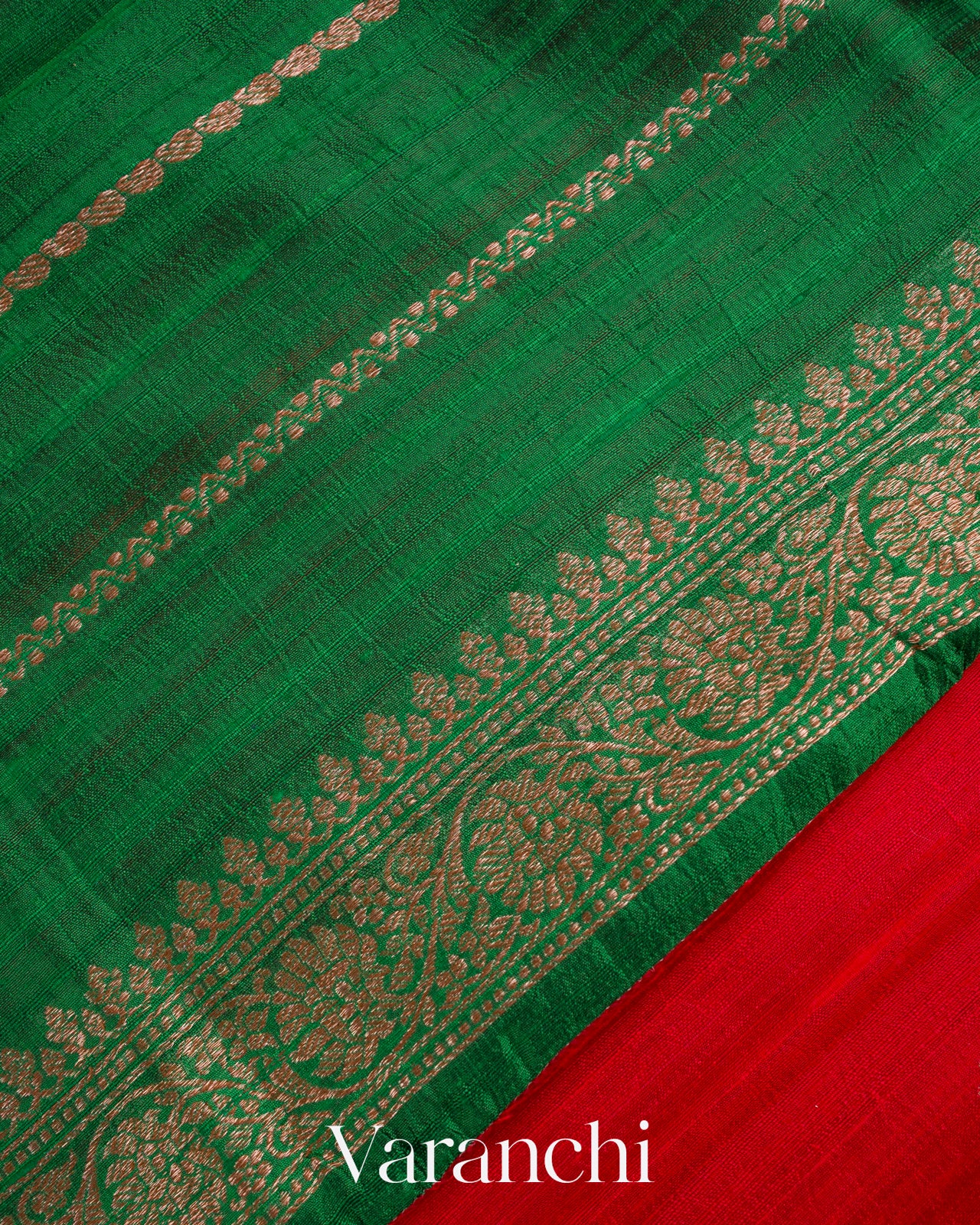Bright Red Pure Raw Silk Handloom Saree