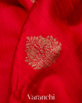 Bright Red Pure Raw Silk Handloom Saree