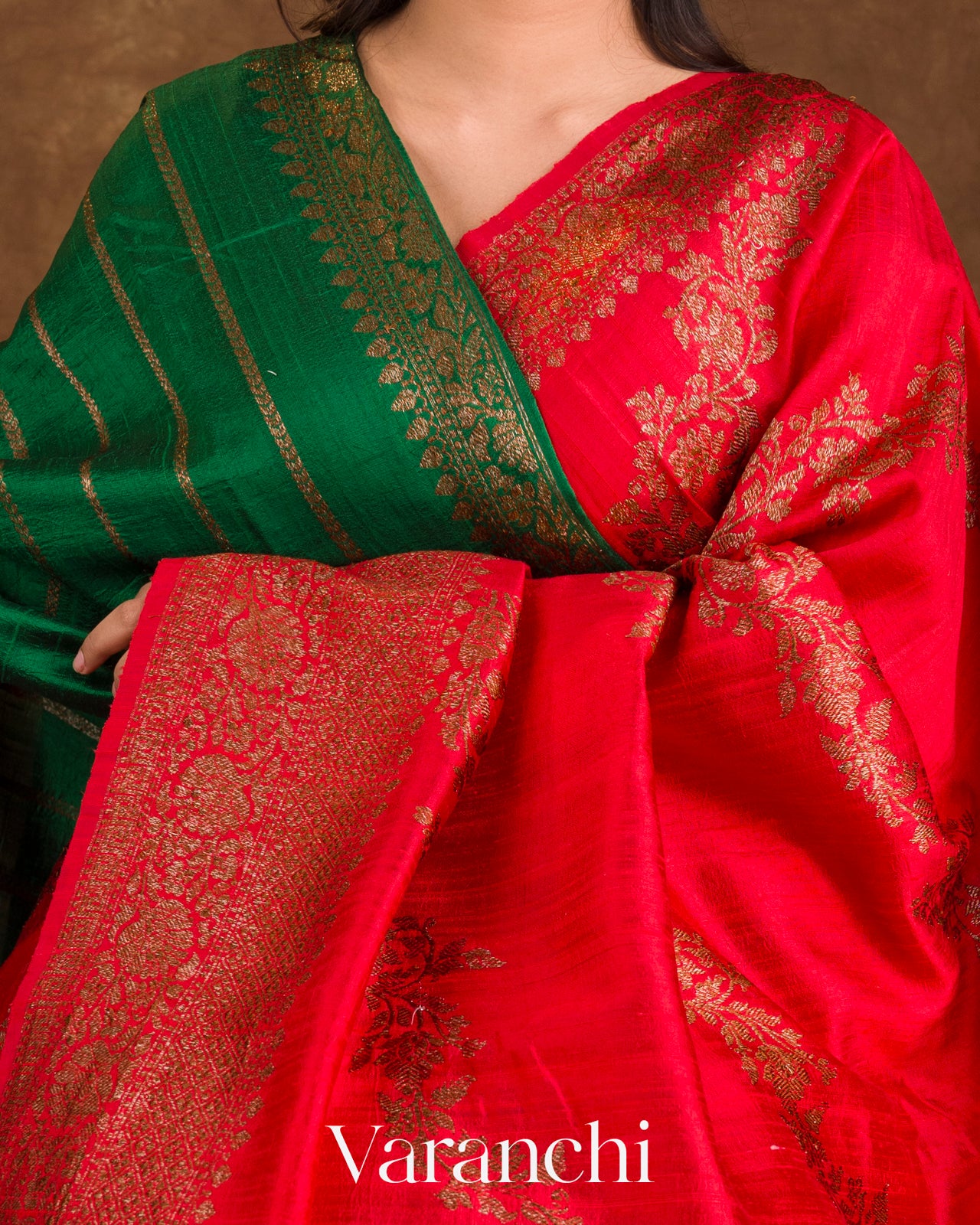 Red Leheriya Pure Raw Silk Handloom Saree