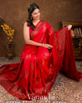 Red Leheriya Pure Raw Silk Handloom Saree