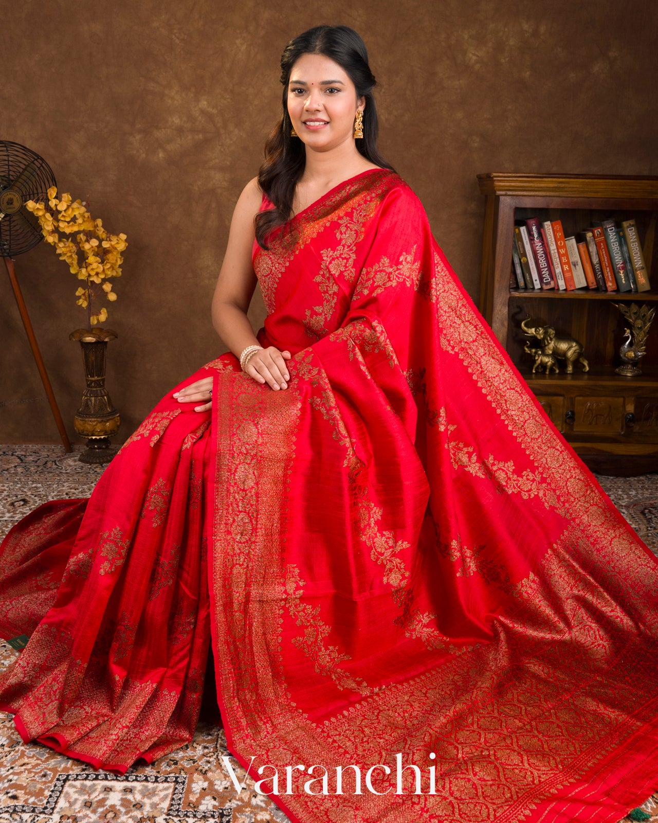 Red Leheriya Pure Raw Silk Handloom Saree