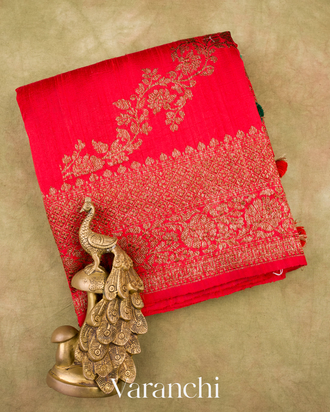Red Leheriya Pure Raw Silk Handloom Saree
