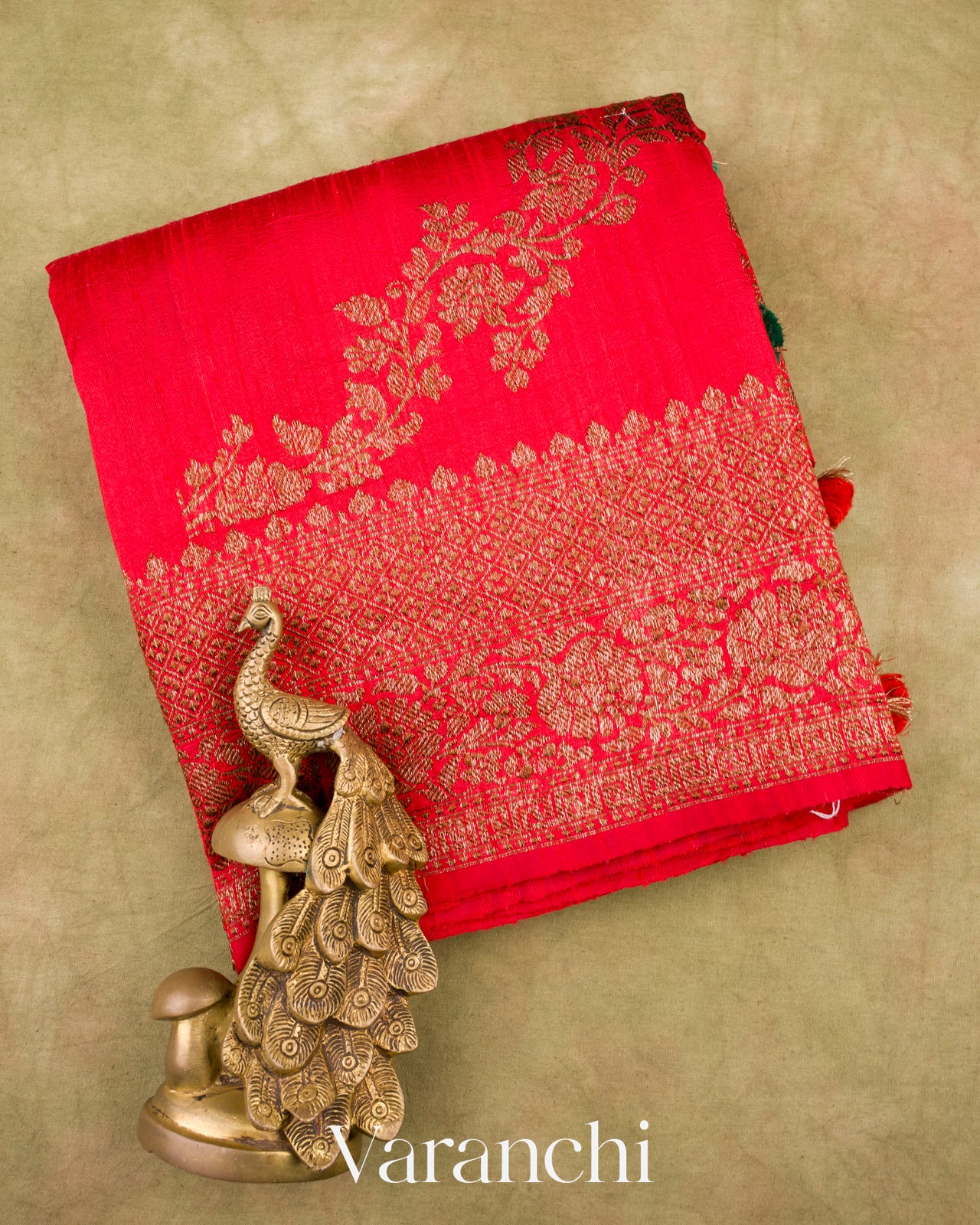 Red Leheriya Pure Raw Silk Handloom Saree