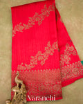Red Leheriya Pure Raw Silk Handloom Saree