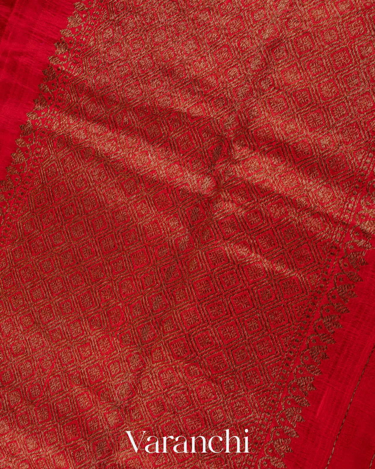 Red Borderless Pure Raw Silk Handloom Saree