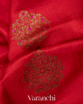 Red Borderless Pure Raw Silk Handloom Saree
