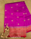 Magenta Pure Raw Silk Handloom Saree