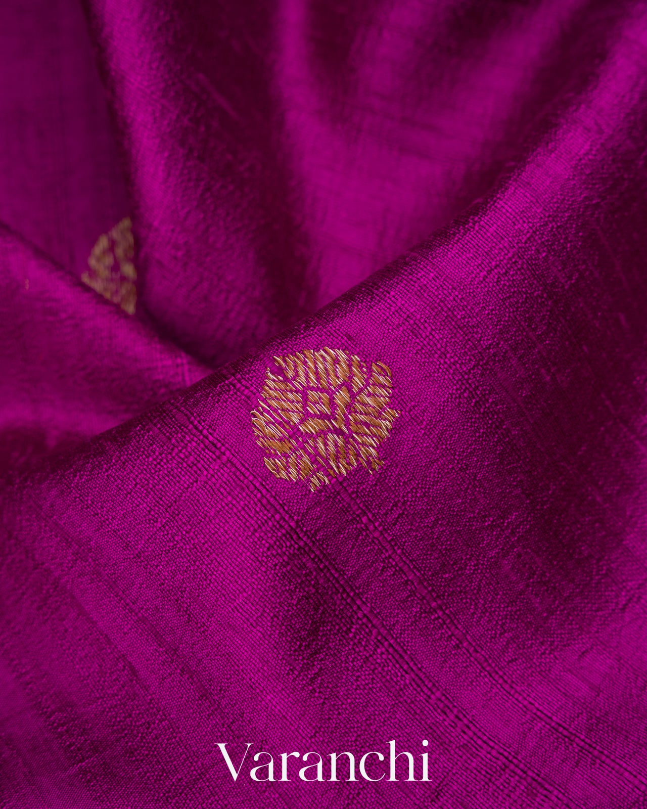 Magenta Pure Raw Silk Handloom Saree