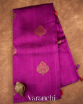 Regal Purple Raw Silk Borderless Handloom Saree 