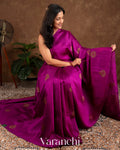 Regal Purple Raw Silk Borderless Handloom Saree 