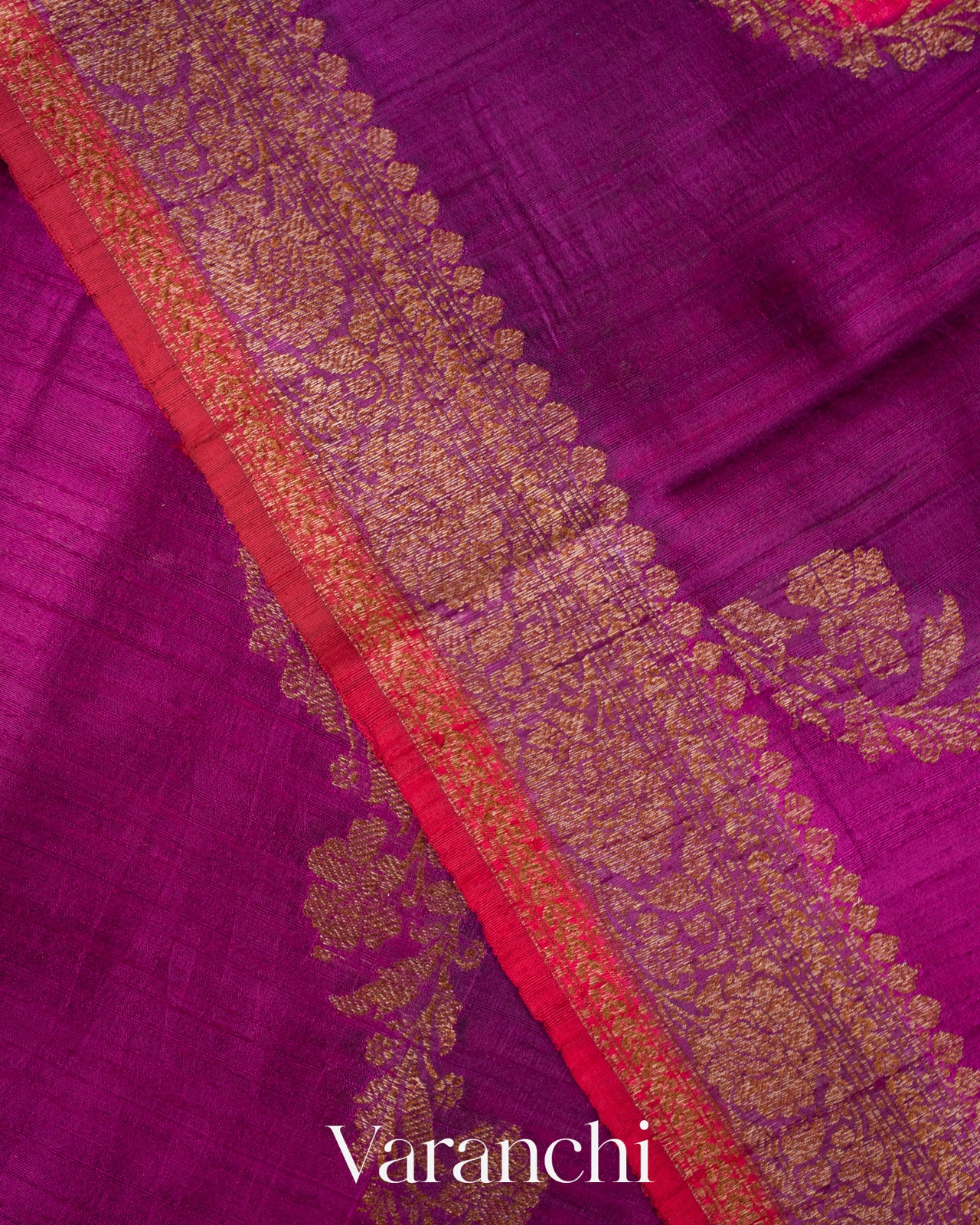 Magenta Tricolour Rangkaat Raw Silk Handloom Saree