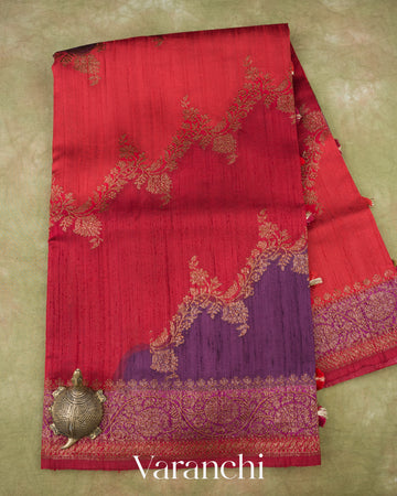 Purple Tricolour Rangkaat Raw Silk Handloom Saree