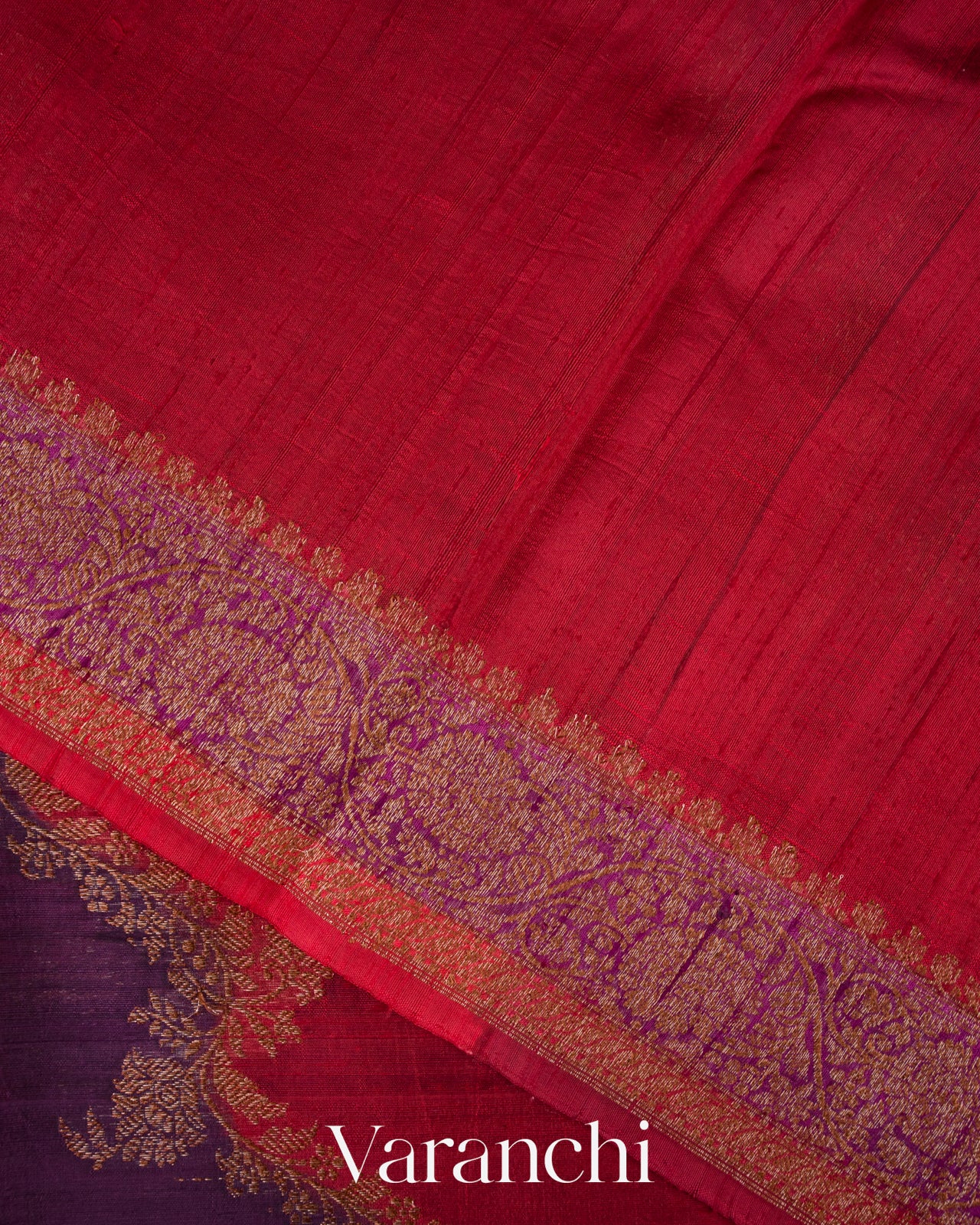 Purple Tricolour Rangkaat Raw Silk Handloom Saree